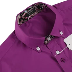 Men's Prom Shirt Tuxedo Shirts Paisley Party Outdoor Pink Long Sleeve Turndown Summer Spring Clothing Apparel Print