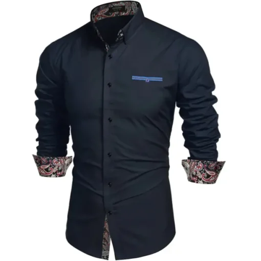 Men's Prom Shirt Tuxedo Shirts Paisley Party Outdoor Pink Long Sleeve Turndown Summer Spring Clothing Apparel Print