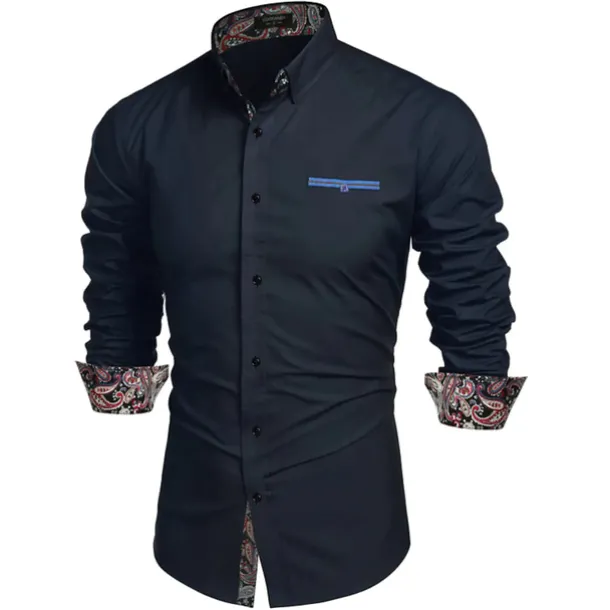 Men's Prom Shirt Tuxedo Shirts Paisley Party Outdoor Pink Long Sleeve Turndown Summer Spring Clothing Apparel Print