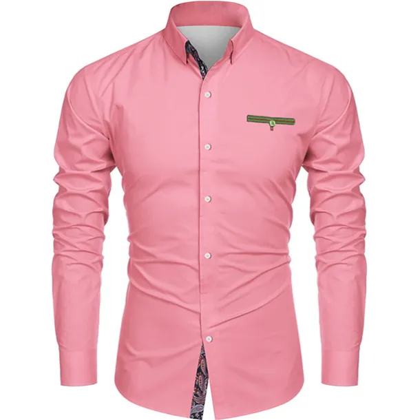 Men's Prom Shirt Tuxedo Shirts Paisley Party Outdoor Pink Long Sleeve Turndown Summer Spring Clothing Apparel Print