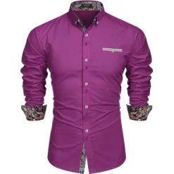 Men's Prom Shirt Tuxedo Shirts Paisley Party Outdoor Pink Long Sleeve Turndown Summer Spring Clothing Apparel Print