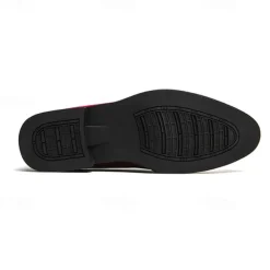 Men's Prom Shoes - Burgundy Velvet and Gold Patent Leather Slip-Ons with Brogue Detailing for Formal Wear