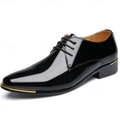 Men's Prom Shoes Vibrant Red Patent Leather Oxfords with Lace-Up Design for Stylish Formal Events