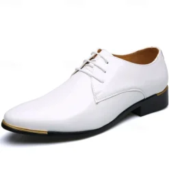 Men's Prom Shoes Vibrant Red Patent Leather Oxfords with Lace-Up Design for Stylish Formal Events