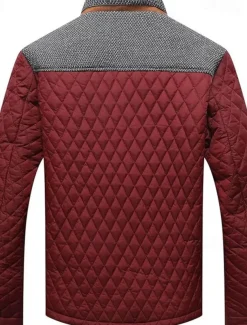 Men's Puffer Jacket Casual Jacket Daily Vacation Warm Pocket Fall & Winter Color Block Fashion Classic Stand Collar Regular Black Wine Navy Blue Brown Khaki Jacket