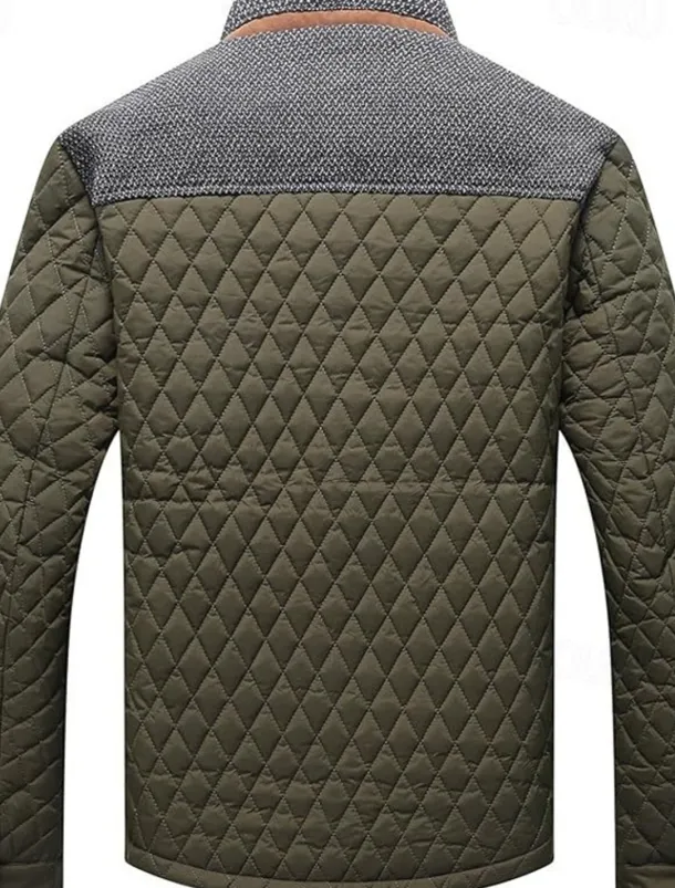 Men's Puffer Jacket Casual Jacket Daily Vacation Warm Pocket Fall & Winter Color Block Fashion Classic Stand Collar Regular Black Wine Navy Blue Brown Khaki Jacket