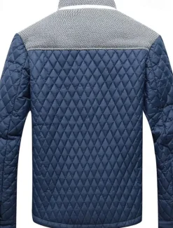 Men's Puffer Jacket Casual Jacket Daily Vacation Warm Pocket Fall & Winter Color Block Fashion Classic Stand Collar Regular Black Wine Navy Blue Brown Khaki Jacket