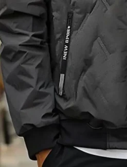 Men's Puffer Jacket Padded Pocket Full Zip Christmas Outdoor Street Regular Neutral Fashion Daily Winter Solid Color Black Gray Puffer Jacket