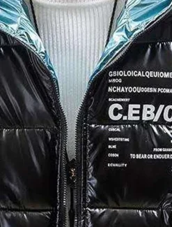 Men's Puffer Jacket Quilted Jacket Padded Cardigan Zipper Pocket Print Vacation Going out Weekend Outdoor Casual / Daily Winter Letter Silver Black Puffer Jacket