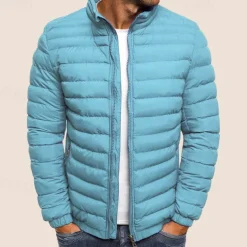 Men's Puffer Jacket Transition Jacket Outdoor Classic Spring & Fall Polyester Windproof Lightweight Solid Color Light Blue Navy Big red Grass Green Vest
