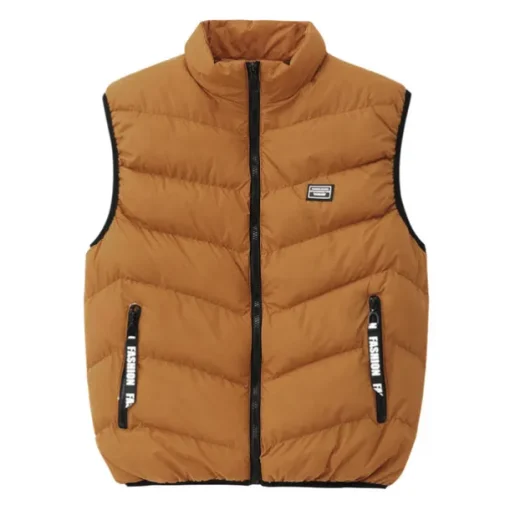 Men's Puffer Vest Daily Wear Vacation Going out Fashion Basic Spring & Fall Zipper Polyester Comfortable Plain Zipper Stand Collar Regular Fit Dark Yellow Deep Green Wine Black Vest