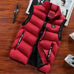 Men's Puffer Vest Daily Wear Vacation Going out Fashion Basic Spring & Fall Zipper Polyester Comfortable Plain Zipper Stand Collar Regular Fit Dark Yellow Deep Green Wine Black Vest