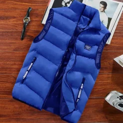 Men's Puffer Vest Daily Wear Vacation Going out Fashion Basic Spring & Fall Zipper Polyester Comfortable Plain Zipper Stand Collar Regular Fit Dark Yellow Deep Green Wine Black Vest