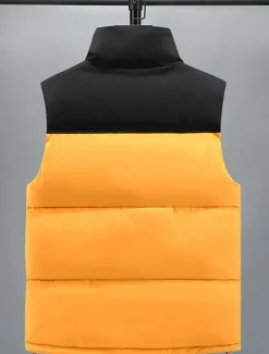Men's Puffer Vest Padded Gilet Quilted Vest Daily Date Vacation Fashion Casual Fall & Winter Pocket Polyester Warm Comfortable Color Block Zipper Stand Collar Regular Fit Black Yellow Red Royal Blue