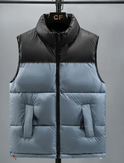 Men's Puffer Vest Padded Gilet Quilted Vest Daily Date Vacation Fashion Casual Fall & Winter Pocket Polyester Warm Comfortable Color Block Zipper Stand Collar Regular Fit Black Yellow Red Royal Blue