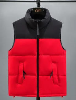 Men's Puffer Vest Padded Gilet Quilted Vest Daily Date Vacation Fashion Casual Fall & Winter Pocket Polyester Warm Comfortable Color Block Zipper Stand Collar Regular Fit Black Yellow Red Royal Blue