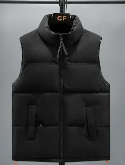 Men's Puffer Vest Padded Gilet Quilted Vest Daily Date Vacation Fashion Casual Fall & Winter Pocket Polyester Warm Comfortable Color Block Zipper Stand Collar Regular Fit Black Yellow Red Royal Blue