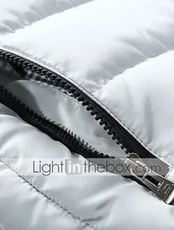 Men's Puffer Vest Vest Gilet Daily Date Vacation Fashion Casual Fall & Winter Pocket Polyester Warm Comfortable Plain Quilted Zipper Stand Collar Regular Fit Black White Red Burgundy Vest