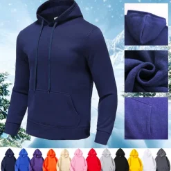 Men's Pullover Hoodie Sweatshirt Long Sleeve Hooded Top Outdoor Thermal Warm Fleece Lining Workout Soft Winter Polyester Dark Grey Black White Gym Climbing Camping / Hiking / Caving