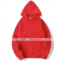 Men's Pullover Hoodie Sweatshirt Long Sleeve Hooded Top Outdoor Thermal Warm Fleece Lining Workout Soft Winter Polyester Dark Grey Black White Gym Climbing Camping / Hiking / Caving