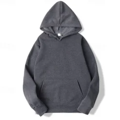 Men's Pullover Hoodie Sweatshirt Long Sleeve Hooded Top Outdoor Thermal Warm Fleece Lining Workout Soft Winter Polyester Dark Grey Black White Gym Climbing Camping / Hiking / Caving