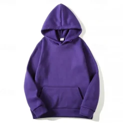 Men's Pullover Hoodie Sweatshirt Long Sleeve Hooded Top Outdoor Thermal Warm Fleece Lining Workout Soft Winter Polyester Dark Grey Black White Gym Climbing Camping / Hiking / Caving