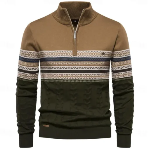 Men's Pullover Sweater Jumper Ribbed Knit Standing Collar Clothing Apparel Bishop Sleeve Spring & Fall White Navy Blue S M L