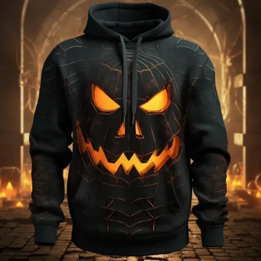 Men's Pumpkin Graphic Prints Hoodie Hoodies Sweatshirt Daily Classic Long Sleeve Hooded Halloween Holiday Going out #1 #2 Print Spring & Fall Designer
