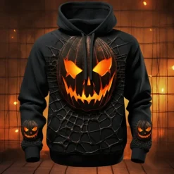 Men's Pumpkin Graphic Prints Hoodie Hoodies Sweatshirt Daily Classic Long Sleeve Hooded Halloween Holiday Going out #1 #2 Print Spring & Fall Designer