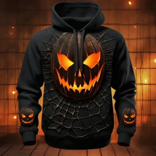 Men's Pumpkin Graphic Prints Hoodie Hoodies Sweatshirt Daily Classic Long Sleeve Hooded Halloween Holiday Going out #1 #2 Print Spring & Fall Designer