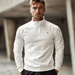 Men's Quarter Zip Hoodie White Half Zip Plain Casual Athletic Clothing Apparel Hoodies Sweatshirts Long Sleeve