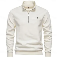 Men's Quarter Zip Hoodie White Half Zip Plain Casual Athletic Clothing Apparel Hoodies Sweatshirts Long Sleeve