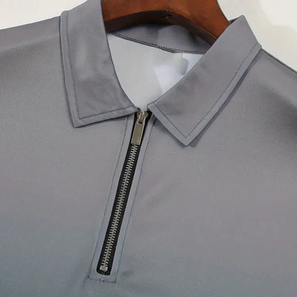 Men's Quarter Zip Polo Golf Shirt Daily Holiday Quarter Zip Short Sleeve Fashion Basic Gradual Spring & Summer Regular Fit Blue Blue Black Gray Quarter Zip Polo