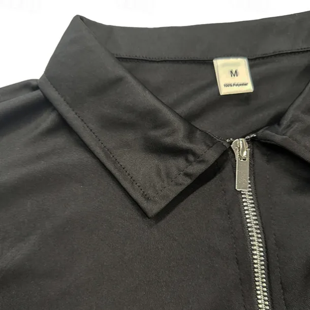 Men's Quarter Zip Polo Golf Shirt Daily Holiday Turndown Short Sleeve Fashion Basic Plain Spring & Summer Regular Fit Light Blue Black White Pink Wine Navy Blue Quarter Zip Polo