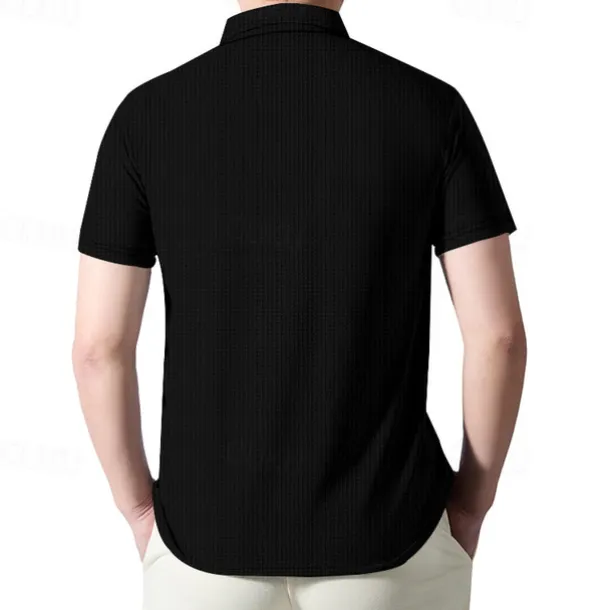 Men's Quarter Zip Polo Golf Shirt Daily Holiday Quarter Zip Short Sleeve Fashion Basic Plain Summer Regular Fit Black White Wine Navy Blue Khaki Quarter Zip Polo