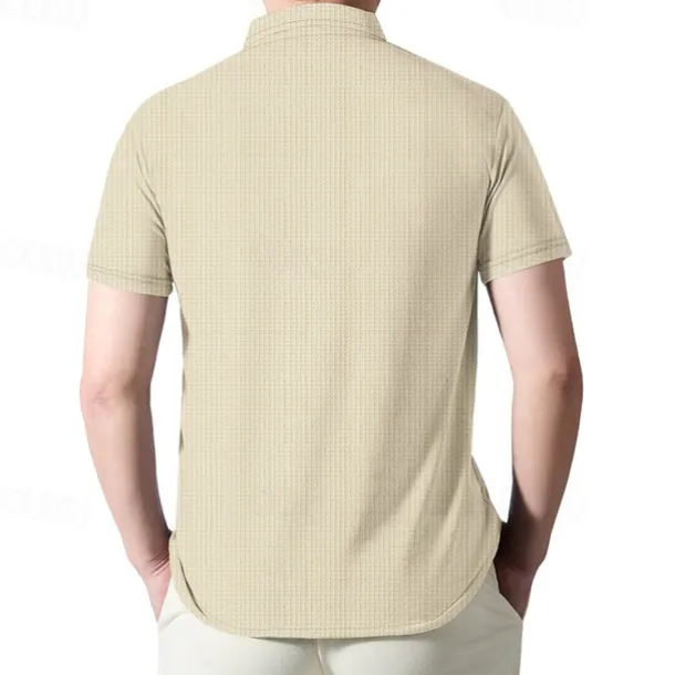 Men's Quarter Zip Polo Golf Shirt Daily Holiday Quarter Zip Short Sleeve Fashion Basic Plain Summer Regular Fit Black White Wine Navy Blue Khaki Quarter Zip Polo