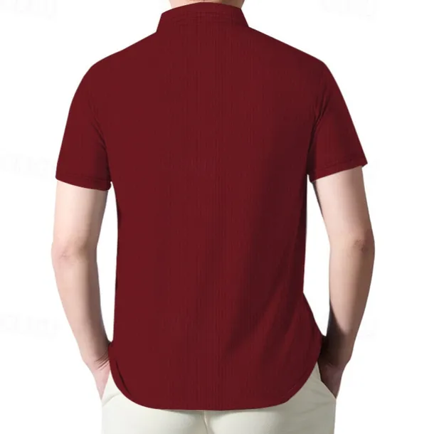 Men's Quarter Zip Polo Golf Shirt Daily Holiday Quarter Zip Short Sleeve Fashion Basic Plain Summer Regular Fit Black White Wine Navy Blue Khaki Quarter Zip Polo