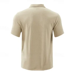 Men's Quarter Zip Polo Golf Shirt Daily Holiday Quarter Zip Short Sleeve Fashion Basic Plain Summer Regular Fit Black White Wine Navy Blue Khaki Quarter Zip Polo