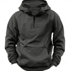 Men's Quarter Zip Sweatshirt Raglan Hoodie Tactical Hoodie Black Army Green Navy Blue Dark Gray Hooded Half Zip Color Block Patchwork Pocket Quarter Zip Work Sports & Outdoor Casual Streetwear Basic