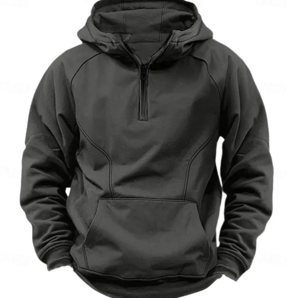 Men's Quarter Zip Sweatshirt Raglan Hoodie Tactical Hoodie Black Army Green Navy Blue Dark Gray Hooded Half Zip Color Block Patchwork Pocket Quarter Zip Work Sports & Outdoor Casual Streetwear Basic