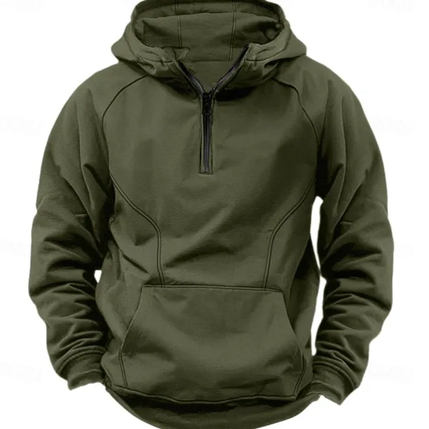 Men's Quarter Zip Sweatshirt Raglan Hoodie Tactical Hoodie Black Army Green Navy Blue Dark Gray Hooded Half Zip Color Block Patchwork Pocket Quarter Zip Work Sports & Outdoor Casual Streetwear Basic
