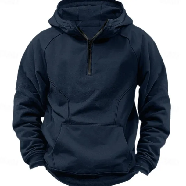Men's Quarter Zip Sweatshirt Raglan Hoodie Tactical Hoodie Black Army Green Navy Blue Dark Gray Hooded Half Zip Color Block Patchwork Pocket Quarter Zip Work Sports & Outdoor Casual Streetwear Basic