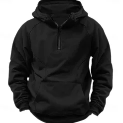 Men's Quarter Zip Sweatshirt Raglan Hoodie Tactical Hoodie Black Army Green Navy Blue Dark Gray Hooded Half Zip Color Block Patchwork Pocket Quarter Zip Work Sports & Outdoor Casual Streetwear Basic