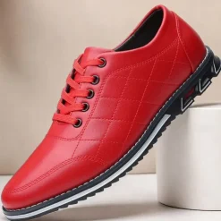 Men's Quilted Blue Faux Leather Sneakers - Stylish Lace-Up Casual Shoes with Durable Sole for Daily Wear and Outdoor Activities