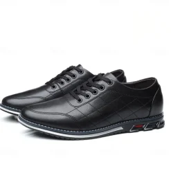 Men's Quilted Blue Faux Leather Sneakers - Stylish Lace-Up Casual Shoes with Durable Sole for Daily Wear and Outdoor Activities