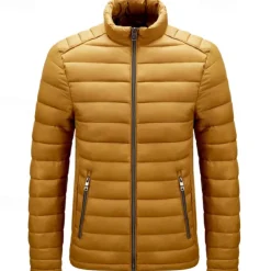 Men's Quilted Jacket Puffer Jacket Puffer Winter Jacket Winter Outdoor Insulated Packable Lightweight Outerwear Lightweight Puffer Jacket Puffy Coat Full Zip Fishing Climbing Camping / Hiking / Caving