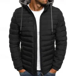 Men's Quilted Jacket Puffer Jacket Puffer Winter Jacket Winter Outdoor Insulated Packable Lightweight Outerwear Windbreaker Jacket Lightweight Puffer Jacket Full Zip Traveling Dark Grey Black Red