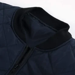 Men's Quilted Jacket Transition Jacket Going out Pocket Spring & Fall Plain Streetwear Standing Collar Regular Black Wine Blue Red Army Green Jacket
