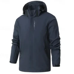 Men's Rain Jacket Outdoor Waterproof Windproof Hiking Outfits Hiking Clothes Spring Autumn / Fall Windbreaker Solid Color Dark Grey Black White