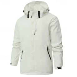 Men's Rain Jacket Outdoor Waterproof Windproof Hiking Outfits Hiking Clothes Spring Autumn / Fall Windbreaker Solid Color Dark Grey Black White